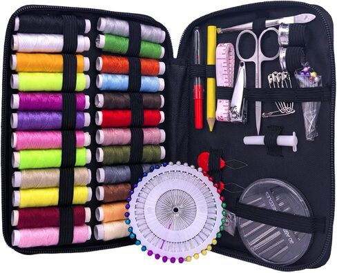 130pcs Sewing Kits for Home,Emergencies & Travel,Filled with Notions Scissor & Thread-Black Bag in Saudi Arabia