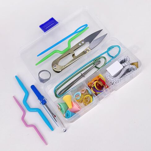 59pcs Crochet Kit with Clear Case,Knitting-Kit with Sewing Supplies and Accessorie Including Scissors,Measure Tape,Needle Threader in Saudi Arabia
