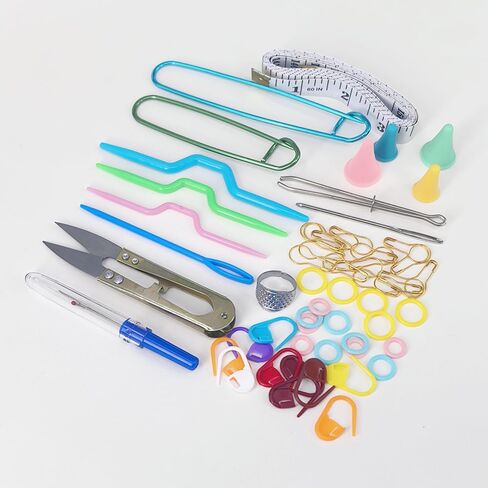 59pcs Crochet Kit with Clear Case,Knitting-Kit with Sewing Supplies and Accessorie Including Scissors,Measure Tape,Needle Threader in Saudi Arabia
