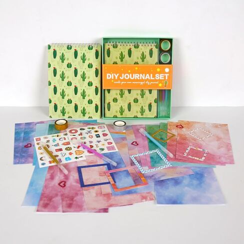 Creative Scrapbook Kit for Girls: DIY Journaling Supplies Set with Stickers, Glitter Pens, Craft Papers - Kids Scrapbooking Stationery Gift for Ages 8-12 (Cactus) in Saudi Arabia
