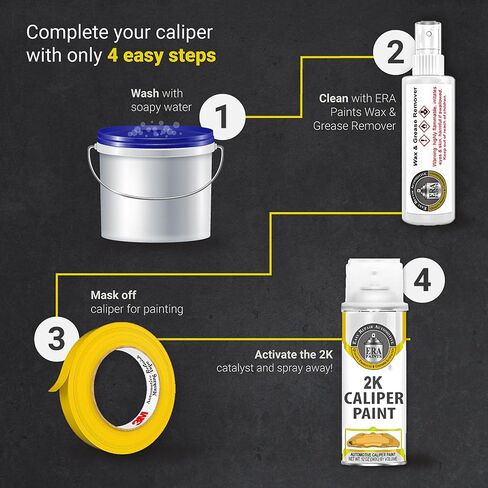 طلاء بخاخ لفرجار الفرامل 2K من ERA Paints – ذهبي معدني | لمسة نهائية شديدة اللمعان، مقاومة للحرارة والمواد الكيميائية حتى 500 درجة فهرنهايت | رذاذ مقاوم للتقطيع بوزن 12 أونصة | صنع في الولايات المتحدة الأمريكية in Saudi Arabia