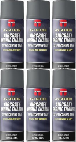 مينا محرك الطائرات تيمبو للطيران، A219 Lycoming Gray، مقاوم للحرارة حتى 500 درجة فهرنهايت، علب رش 12 أونصة، 6 عبوات in Kuwait