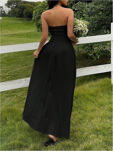 Verdusa Women's Ruched Strapless Dress Backless A Line Maxi Tube Dresses Concert Outfits in Saudi Arabia
