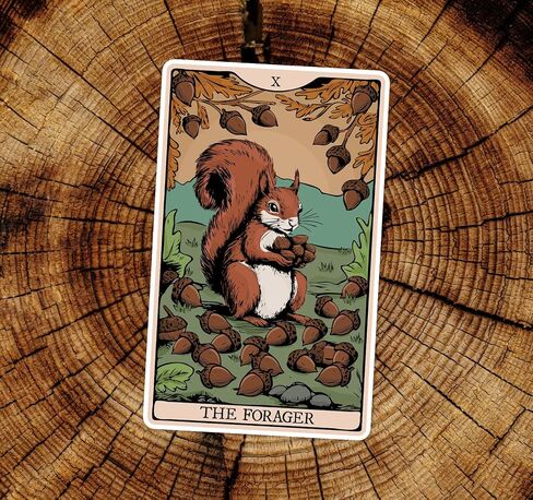 Forager Squirrel Tarot Card Sticker, 3.5" Foraging Squirrels Vinyl Decal Stickers, Animals Nature Waterproof Decals for Laptop, Car, Water Bottle in Saudi Arabia