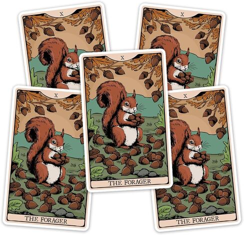 Forager Squirrel Tarot Card Sticker, 3.5" Foraging Squirrels Vinyl Decal Stickers, Animals Nature Waterproof Decals for Laptop, Car, Water Bottle in Saudi Arabia