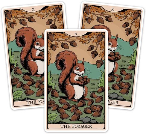 Forager Squirrel Tarot Card Sticker, 3.5" Foraging Squirrels Vinyl Decal Stickers, Animals Nature Waterproof Decals for Laptop, Car, Water Bottle in Saudi Arabia