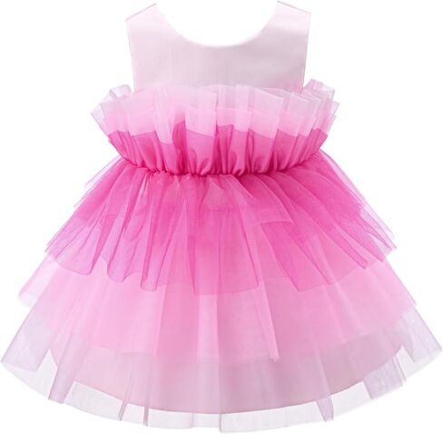 Bow Dream Baby Girls Party Dress Rainbow Tulle 3D Embroidery Beading Princess Wedding Dresses in Kuwait