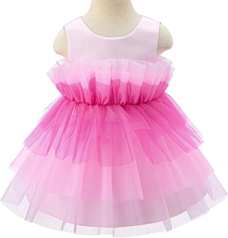 Bow Dream Baby Girls Party Dress Rainbow Tulle 3D Embroidery Beading Princess Wedding Dresses in Kuwait