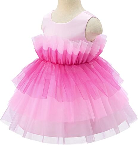 Bow Dream Baby Girls Party Dress Rainbow Tulle 3D Embroidery Beading Princess Wedding Dresses in Kuwait