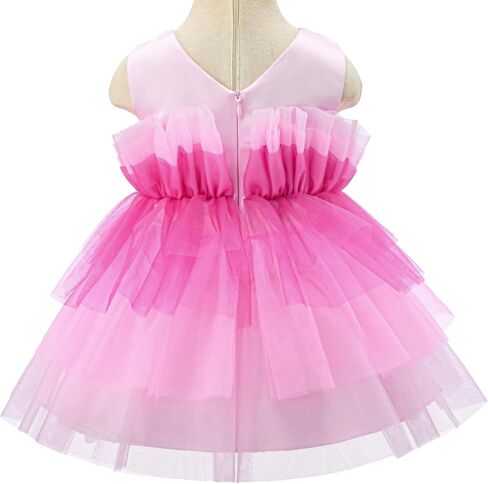 Bow Dream Baby Girls Party Dress Rainbow Tulle 3D Embroidery Beading Princess Wedding Dresses in Kuwait