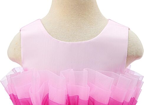 Bow Dream Baby Girls Party Dress Rainbow Tulle 3D Embroidery Beading Princess Wedding Dresses in Kuwait