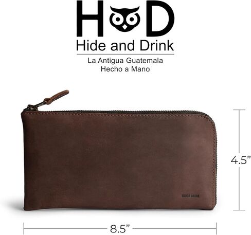 Hide & Drink, Leather Long Zippered Wallet, Holds Up to 8 Cards Plus Coins And Flat Bills, Phone Holder, Travel Essentials, Handmade (Bourbon Brown) in Saudi Arabia