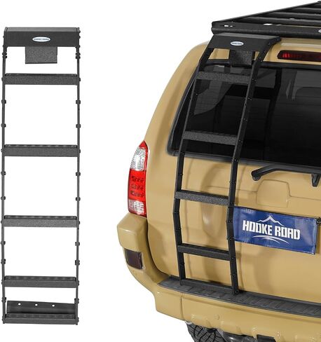 Hooke Road 4Runner Rear Hatch Ladder for 2003-2009 Toyota 4Runner 4th Gen(Excluding Models w/Spoiler Wing), Load 260 Lbs, 5-Step Tailgate Trunk Roof Rack Access Ladder with Anti-Slip Pedals in Saudi Arabia