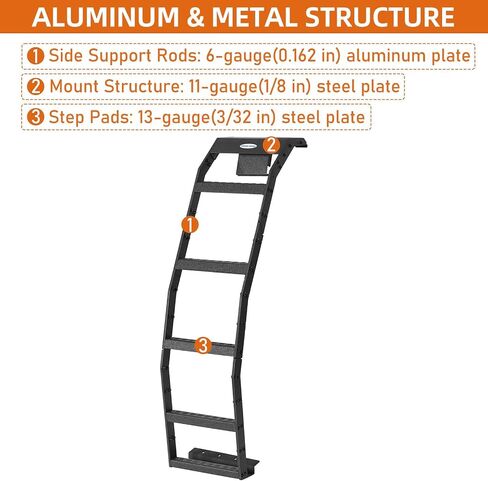 Hooke Road 4Runner Rear Hatch Ladder for 2003-2009 Toyota 4Runner 4th Gen(Excluding Models w/Spoiler Wing), Load 260 Lbs, 5-Step Tailgate Trunk Roof Rack Access Ladder with Anti-Slip Pedals in Saudi Arabia
