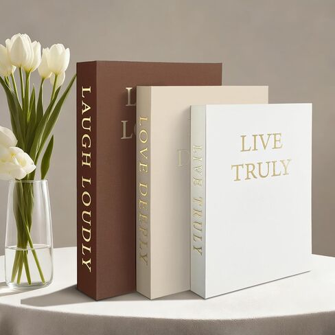 Aesthetic Decorative Books, Set of 3 Linen Fake Book Boxes, Faux Book Decor for Coffee Table, Bookshelf, Entryway Tables, Mantle in Saudi Arabia