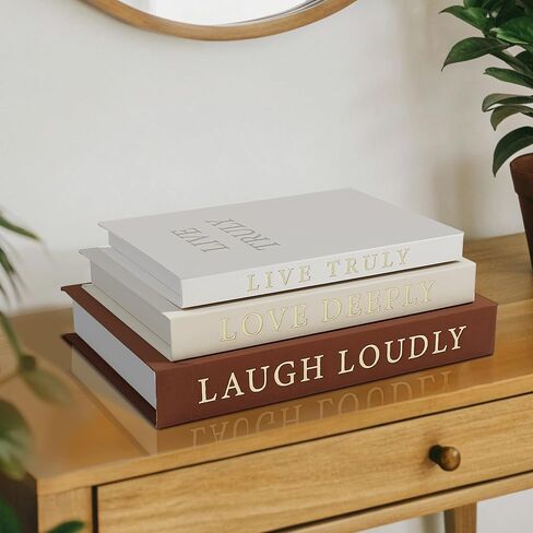 Aesthetic Decorative Books, Set of 3 Linen Fake Book Boxes, Faux Book Decor for Coffee Table, Bookshelf, Entryway Tables, Mantle in Saudi Arabia