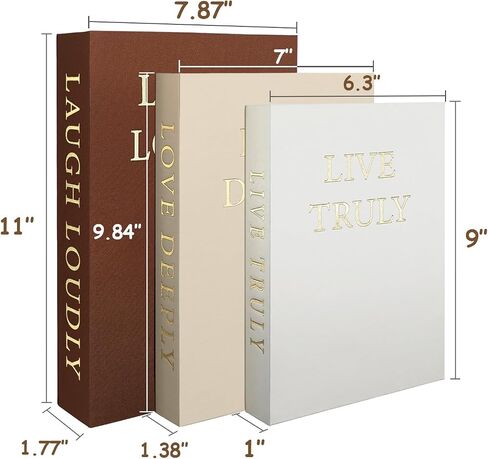 Aesthetic Decorative Books, Set of 3 Linen Fake Book Boxes, Faux Book Decor for Coffee Table, Bookshelf, Entryway Tables, Mantle in Saudi Arabia