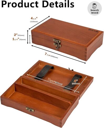 DJAR Artist Supply Box with Locking Clasps, Small Wooden Art Tool Box for Artist Supplies, Brushes, Pencils, Erasers, Tool Storage Organizer, Walnut in Saudi Arabia