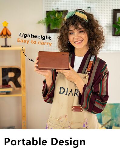 DJAR Artist Supply Box with Locking Clasps, Small Wooden Art Tool Box for Artist Supplies, Brushes, Pencils, Erasers, Tool Storage Organizer, Walnut in Saudi Arabia