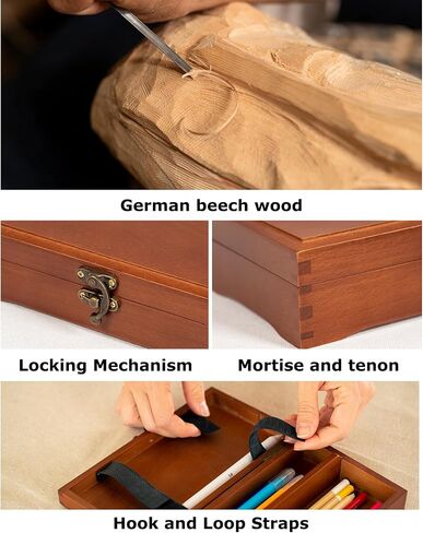 DJAR Artist Supply Box with Locking Clasps, Small Wooden Art Tool Box for Artist Supplies, Brushes, Pencils, Erasers, Tool Storage Organizer, Walnut in Saudi Arabia