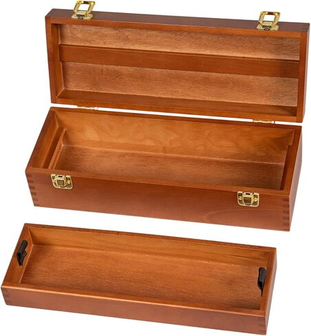 DJAR Multi-Function Artist Tool Box with Locking Clasps, Removable Tray Wooden Art Supply Box for Brushes, Pencils, Erasers,Artist Supplies Storage Organizer, Natural in Saudi Arabia
