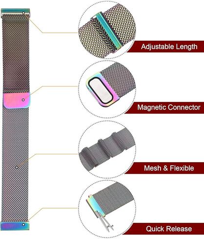 Harfington الفولاذ المقاوم للصدأ الشبكة الشبكية شريط سريع الإفراج عن حزام مراقبة المعادن مع المعادن مع مشبك مغناطيسي للرجال النساء in Kuwait