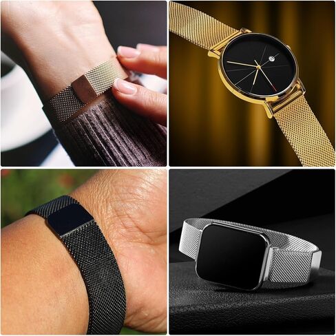 Harfington الفولاذ المقاوم للصدأ الشبكة الشبكية شريط سريع الإفراج عن حزام مراقبة المعادن مع المعادن مع مشبك مغناطيسي للرجال النساء in Kuwait