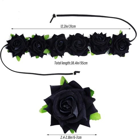 Lystaii Rose Headband Red Rose Flower Crown Woodland Hair Wreath for Valentines's Day Halloween Festival Cosplay in Saudi Arabia