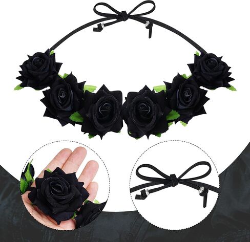 Lystaii Rose Headband Red Rose Flower Crown Woodland Hair Wreath for Valentines's Day Halloween Festival Cosplay in Saudi Arabia