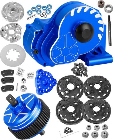 جزء ترقيات كامل لناقل الحركة المعدني لـ 1/10 Slash/Rustler/Stampede/Bandit 2WD(VXL)، علبة التروس مع 76T 83T 86T 90T Gear، Diff، قابض النعال ومجموعة إعادة البناء، لوحة الضغط، أزرق داكن in Saudi Arabia