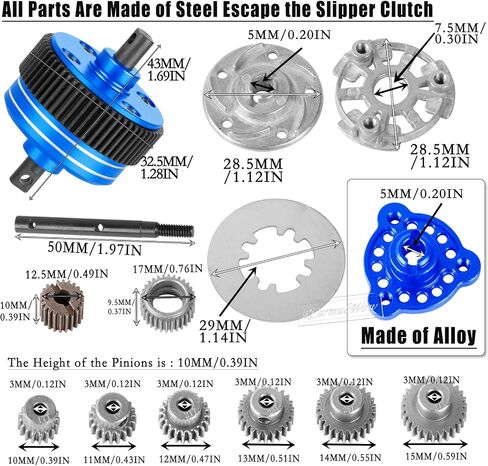 جزء ترقيات كامل لناقل الحركة المعدني لـ 1/10 Slash/Rustler/Stampede/Bandit 2WD(VXL)، علبة التروس مع 76T 83T 86T 90T Gear، Diff، قابض النعال ومجموعة إعادة البناء، لوحة الضغط، أزرق داكن in Saudi Arabia