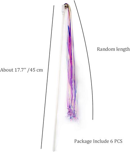 اي يو اتش كيه بي اتش عصا قطط، 6 قطع من عصا تشويق القطط التفاعلية مع شرابة صوتية وجرس، لعبة قطط ملونة in Kuwait