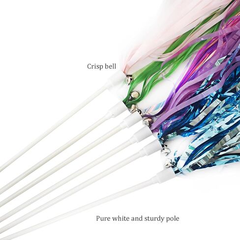 اي يو اتش كيه بي اتش عصا قطط، 6 قطع من عصا تشويق القطط التفاعلية مع شرابة صوتية وجرس، لعبة قطط ملونة in Kuwait