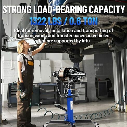 1322Lb Heavy Duty Transmission Jack, 33.5"-69" High Lift Hydraulic Telescoping Transmission Jack, 2-Stage Telescopic Transmission Stand with Foot Pedal & 360° Swivel Wheel, Blue in Saudi Arabia