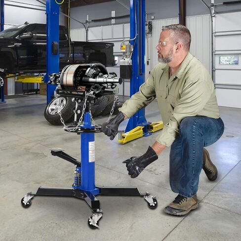 1322Lb Heavy Duty Transmission Jack, 33.5"-69" High Lift Hydraulic Telescoping Transmission Jack, 2-Stage Telescopic Transmission Stand with Foot Pedal & 360° Swivel Wheel, Blue in Saudi Arabia