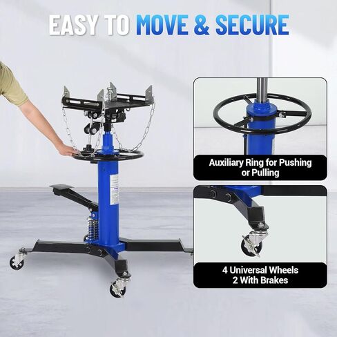 1322Lb Heavy Duty Transmission Jack, 33.5"-69" High Lift Hydraulic Telescoping Transmission Jack, 2-Stage Telescopic Transmission Stand with Foot Pedal & 360° Swivel Wheel, Blue in Saudi Arabia