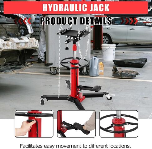 High Lift Transmission Jack 34"-68", Heavy Duty 1100LBS Hydraulic Telescoping Transmission Jack with Foot Pedal for Auto Repair, Garage, and Shop Use- 360°Swivel Wheels & Safety Lock in Saudi Arabia