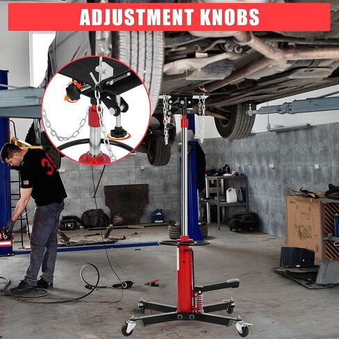 High Lift Transmission Jack 34"-68", Heavy Duty 1100LBS Hydraulic Telescoping Transmission Jack with Foot Pedal for Auto Repair, Garage, and Shop Use- 360°Swivel Wheels & Safety Lock in Saudi Arabia