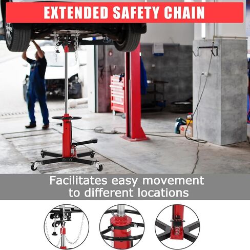 High Lift Transmission Jack 34"-68", Heavy Duty 1100LBS Hydraulic Telescoping Transmission Jack with Foot Pedal for Auto Repair, Garage, and Shop Use- 360°Swivel Wheels & Safety Lock in Saudi Arabia