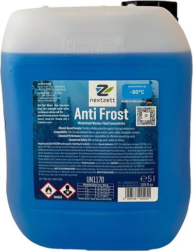 Nextzett سائل ممسحة الزجاج الأمامي المضاد للصقيع - يعتمد على الإيثانول للحماية من التجمد حتى -20 درجة فهرنهايت - خالي من الخطوط والأمونيا - 169 أونصة سائلة (5 لتر) in Kuwait