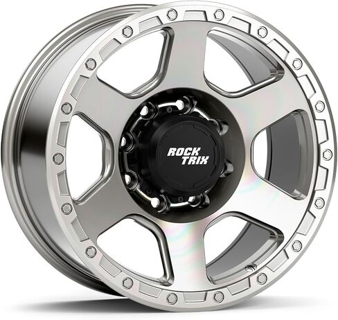 عجلة RockTrix RT112 مقاس 18 بوصة 8x165.1 8x6.5 متوافقة مع دودج رام 2500 (1994-2024)، 18x9 (-12 إزاحة، 4.5 مساحة خلفية)، فضي، تناسب أيضًا شيفروليه جي إم سي 2500 3500 in Kuwait