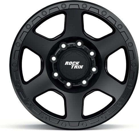 عجلة RockTrix RT112 مقاس 18 بوصة 8x165.1 8x6.5 متوافقة مع دودج رام 2500 (1994-2024)، 18x9 (-12 إزاحة، 4.5 مساحة خلفية)، فضي، تناسب أيضًا شيفروليه جي إم سي 2500 3500 in Kuwait