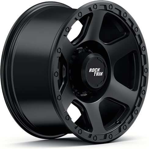 عجلة RockTrix RT112 مقاس 18 بوصة 8x165.1 8x6.5 متوافقة مع دودج رام 2500 (1994-2024)، 18x9 (-12 إزاحة، 4.5 مساحة خلفية)، فضي، تناسب أيضًا شيفروليه جي إم سي 2500 3500 in Kuwait