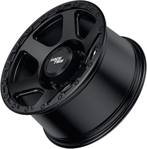 عجلة RockTrix RT112 مقاس 18 بوصة 8x165.1 8x6.5 متوافقة مع دودج رام 2500 (1994-2024)، 18x9 (-12 إزاحة، 4.5 مساحة خلفية)، فضي، تناسب أيضًا شيفروليه جي إم سي 2500 3500 in Kuwait