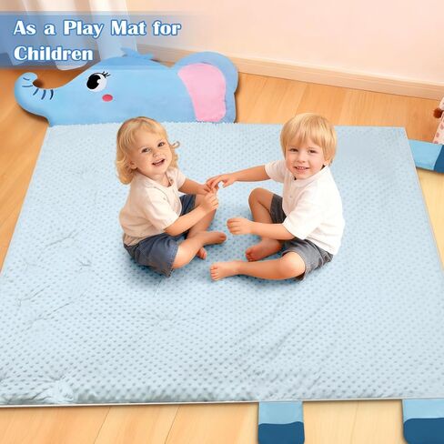 Toddler Nap Mat,Elephant Kids Sleeping Bag 67‘’×27‘’,Extra Large Slumber Bag Thick with Removable Pillow for Girls Boys,Soft Plush Roll Up Sleeping Mat Lightweight for Preschool,Daycare,Travel in Saudi Arabia