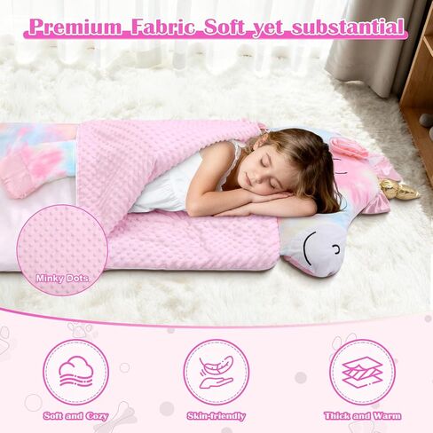Toddler Nap Mat,Elephant Kids Sleeping Bag 67‘’×27‘’,Extra Large Slumber Bag Thick with Removable Pillow for Girls Boys,Soft Plush Roll Up Sleeping Mat Lightweight for Preschool,Daycare,Travel in Saudi Arabia