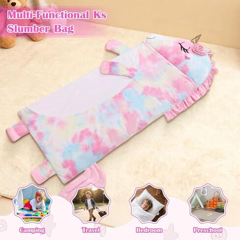 Toddler Nap Mat,Elephant Kids Sleeping Bag 67‘’×27‘’,Extra Large Slumber Bag Thick with Removable Pillow for Girls Boys,Soft Plush Roll Up Sleeping Mat Lightweight for Preschool,Daycare,Travel in Saudi Arabia