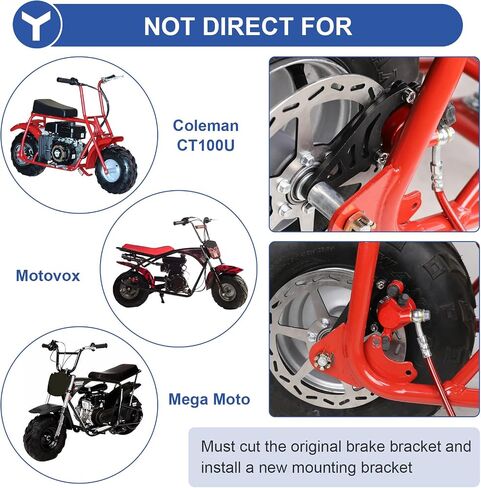 YOXUFA Mini Bike Hydraulic Brake Caliper Kit + 180mm Mini Bike Disc Brake Rotor for Baja Doodle Bug DB30 Blitz Dirt Bug Racer Coleman Motovox Predator 79cc 97cc 2.8hp Engine Parts in Saudi Arabia