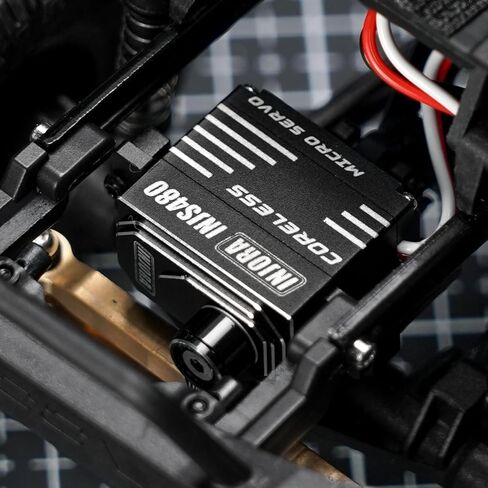 INJORA INJS480 Coreless Micro Servo مع قرن مؤازر لزاحف 1/24 محوري SCX24 RC (أسود) in Kuwait