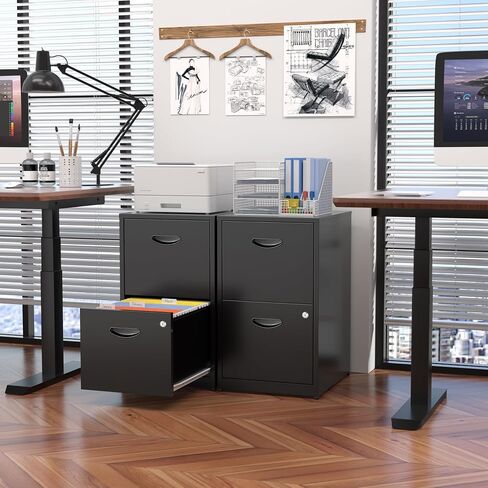 2 Drawer File Cabinet with Lock,Black Metal Filing Cabinets,Vertical Locking File Cabinet Fit Hanging Files, Letter,File Box and A4 Documents (Black) in Saudi Arabia